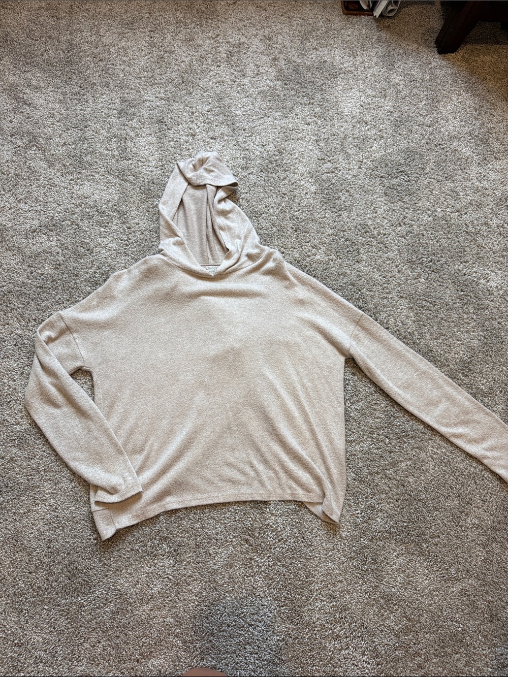 Light Taupe Hooded Women's Sweater - Relaxed Knit Turtleneck